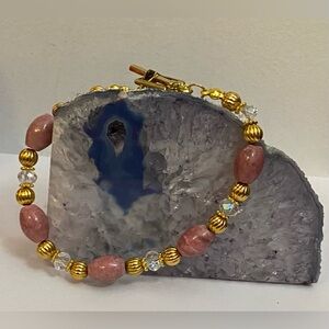 NEW Pink Rhodonite crystal bracelet